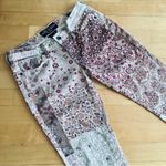 Lucky Brand Floral + Paisley Charlie Skinny Jeans, Cream, Colorful, Size 2 Photo 1