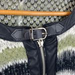 Bishop and Young  White Black Green Plaid Zip Up Cozy Fuzzy Cape M/L Photo 3