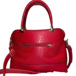 Shoe room brand beautiful red chevron skin print satchel! Photo 2