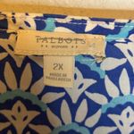 Talbots Blouse Women's Size 2X Floral Lightweight Office Business Blue White Photo 2