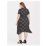 Torrid  Black‎ White Plaid Challis Short Sleeve Midi Shirt Dress Size 1X Pockets Photo 3