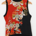 Elie Tahari Silk Mock Neck Sleeveless Top Party Office Black Red Floral Size XS Photo 0