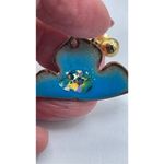 Vintage enamel hand painted boho festival clip earrings Blue Photo 5