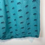 Loft Outlet Women's Linen Blend Skirt Teal All Over Elephant Print Pockets Large Photo 2