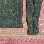 VINTAGE DARK GREEN MARLED KNIT ZIP UP CARDIGAN SWEATER Size L Photo 2