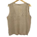 New Cellabie Womens Brown Sleeveless V Neck Knit Hollow Vest Sweater Size XL Tan Photo 1