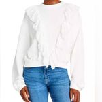 Alice + Olivia  Carrie Ruffle Sweatshirt size small cream ivory White spring Photo 0