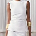 ZARA  NWT white peplum knit ruched white ivory top Photo 2