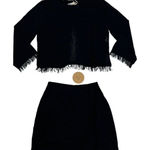 Honey Punch - Frayed Edge Mini Skirt & Long Sleeve Slit Back Top Set in Black Photo 0