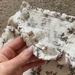 White pink and green floral ribbed cropped tube top size medium Photo 2