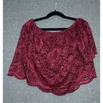 Ambiance | Womens Burgundy Lace Crop Top Style #69238 | Small Red Photo 0
