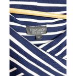 Topshop  Navy White Striped Bardot Cropped Off Shoulder Jumpsuit Size 2 Photo 3