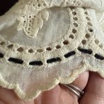 MINT by JODI ARNOLD | Embroidered Cotton Silk Eyelet Babydoll Split Neck Tee | 2 White Photo 7