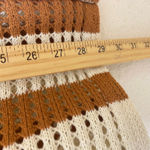 Solitaire  Striped Crochet Knit Open Front Collared Cardigan Sweater Top L Photo 5