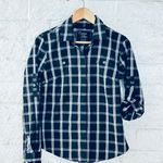 Calvin Klein women's long sleeve button down shirt, black check, adjustable sleeves, size S Photo 0