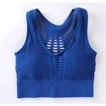 Zella Blue Padded Sports Bra Size Small Mesh Cutouts Wide Band Running Workout Photo 0