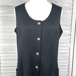 Buttons Vintage Union Made Sleeveless Shift Dress Black w Gold -16 Photo 1