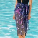Peter Som Dream Floral Sarong Swimsuit Cover Up Wrap Tassel Beach Pool Resort Photo 5