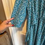 Vintage Alison Peters Petite Teal Floral Print Midi Dress Women's Size 10 Wrap Blue Photo 4
