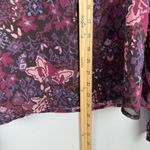 AQUA Top Women's Medium Purple Floral Sheer V-Neck Puff Sleeve Blouse Bohemian Photo 7