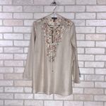 Sachin + Babi for Ankasa Silk Beaded Beige and Floral Print Tunic Top Size XS Photo 1