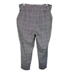 EXPRESS Checkered Plaid Houndstooth Belted Paperbag Ankle High Rise Pants Sz 10 Photo 1