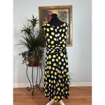 Scarlett  Dress Women's Size 12 Black Yellow White Polka Dot Sleeveless Midi Photo 4
