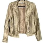 NWT Cropped Soft Faux Western Fringe Suede Open Style Lined Jacket Coat M Cream Size M Photo 1