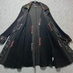 Artsy Mohair Wool Blend Jacket Boutique Coat Crochet Lace Detail Large Boho Black Size undefined Photo 3