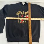 Vintage Quaker Factory Believe Christmas Sweatshirt Santa Angel Black WomenLarge Size L Photo 6