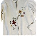 VINTAGE 90s JENNY BUCHANAN Embroidered Leaves Cardigan Red Size M Photo 2