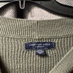 American Eagle  Olive Green Striped Sleeve Sweater Small Photo 2