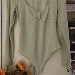 Divided Long Sleeve Powder Green Bodysuit Photo 5