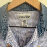 Cabin creek Embroidered Gingham Button Down with Denim Collar Photo 2