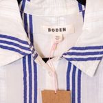 NEW Boden Cotton Textured Button Up Collared Longline Stripe Print Blouse Shirt  Photo 1