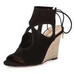 Aquazzura Black Sexy Thing Suede Wedge Shoes Sz. 38.5 (US 7.5) Photo 2