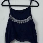 Coco Cabana Navy‎ Embroidered Cropped Tank NWT size large Blue Photo 0