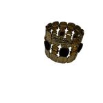 Gold toned brown and yellow rhinestone chunky statement bracelet Photo 4