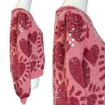Farm Rio  Pink Hearts Sequin Sweater Size Large Pink Red Valentines Day Heart Photo 9