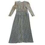 Ricki Lang For Nuit Vintage 1970s Lace Sheer Dress Pleated Size Large Women's Silver Photo 6