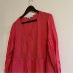 fever Coral Stripe Crochet Keyhole Boho Top in Size XL Pink Photo 1