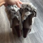 Chinese Laundry  Faux Fur Brown Wedge Ankle Boots Leather Booties Photo 7