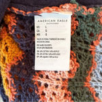 American Eagle  Crochet Knit Crop Halter Top Womens Lg Tie Neck Multi Lined Frnt Photo 6