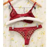 FILA Stella McCartney Women's Bra Set Red/Wine Lace Medium‎ Coquette Fairy Romantic Photo 2
