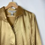 Vintage Dressbarn Gold Satin Long Sleeve Button Down S Photo 2