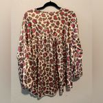 Crazy Train  Women’s Small Silky Cream and Pink Leopard Print Blouse Photo 1
