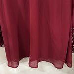 Umgee  USA wine v-neck crochet trim sleeve blouse with velour tie back bow size S Photo 5