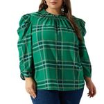 Sugar Lips Woodland Jade Plaid Drape Sleeve Top size 1X Green NWT Holiday Festive Photo 0