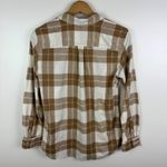 Talbots  Plaid Button Up Shirt Small Metallic Long Sleeve Classic Preppy Neutral Photo 2