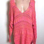 Free People  Hot Tropics Paloma Combo Knit Sweater Pink Orange Stripe Coral Photo 1